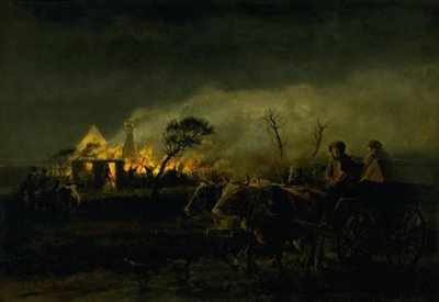 Een brandende boerderij door Hans Smidth