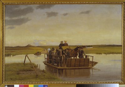 Een veerboot over de Gudenå door Hans Smidth