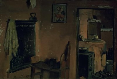 Interieur van een boerenhuis door Hans Smidth