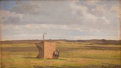Het onderkomen van de kunstenaar op de heide in Jutland door Hans Smidth