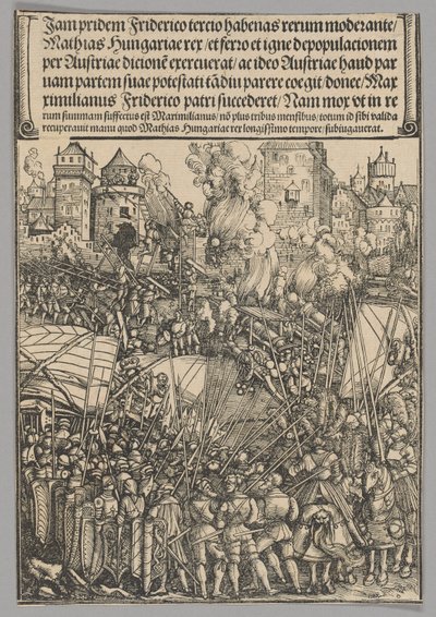 Verdrijving van de Hongaren, plaat 13 uit Historische scènes uit het leven van keizer Maximiliaan I van de Triomfboog door Hans Springinklee