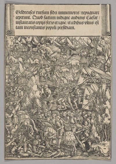 Tweede oorlog met Gelre, plaat 19 uit Historische scènes uit het leven van keizer Maximiliaan I uit de Triomfboog door Hans Springinklee