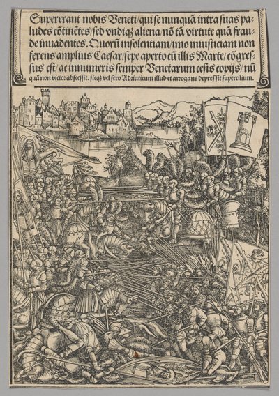 Oorlog met Venetië, plaat 21 uit Historische Scènes uit het Leven van Keizer Maximiliaan I uit de Triomfboog door Hans Springinklee