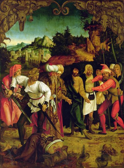 De onthoofding van St. Paulus, uit een polyptiek met scènes uit het leven van SS. Petrus en Paulus (detail) door Hans Suess Kulmbach