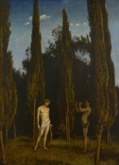 Apollo en Marsyas, 1888 door Hans Thoma