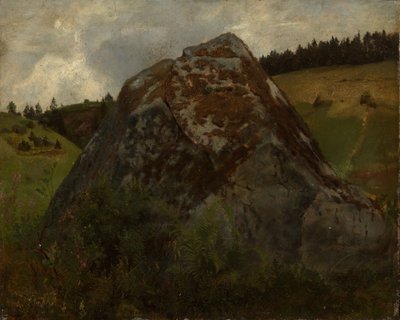 Rotsblok in een weidedal door Hans Thoma