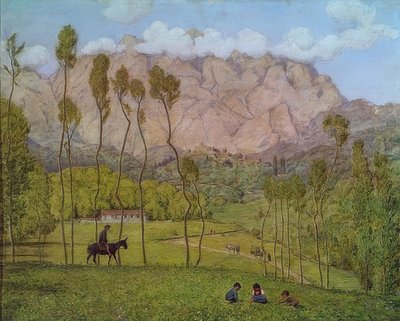 Landschap bij Carrara door Hans Thoma