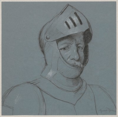 Buste van een ridder in harnas door Hans Thoma