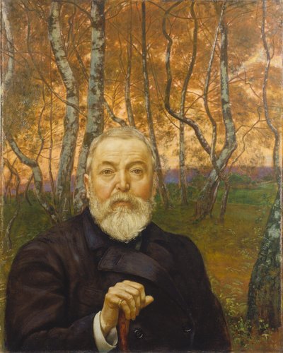 Zelfportret voor een Berkenbos door Hans Thoma