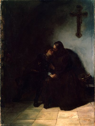 Het afscheid van de veroordeelden, ca 1860-1900. Duits schilderij door Hans Thoma