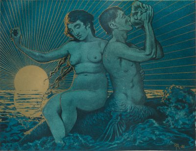 Triton en Nereïde, 1895 door Hans Thoma