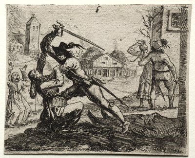 Militaire Onderwerpen: Twee Soldaten Achtervolgen Vrouwen in een Dorp door Hans Ulrich Franck