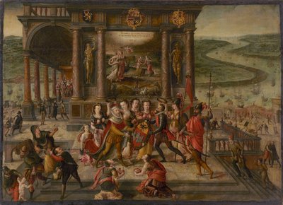 Allegorie op de val van Antwerpen op 17 augustus 1585, 1585-1586 door Hans Vredeman de Vries
