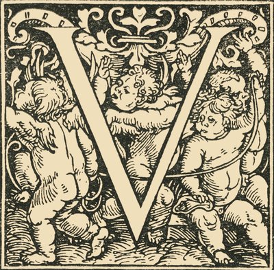V - Een Alfabet door Hans Weiditz, ca. 1520-1521, 1908 door Hans Weiditz