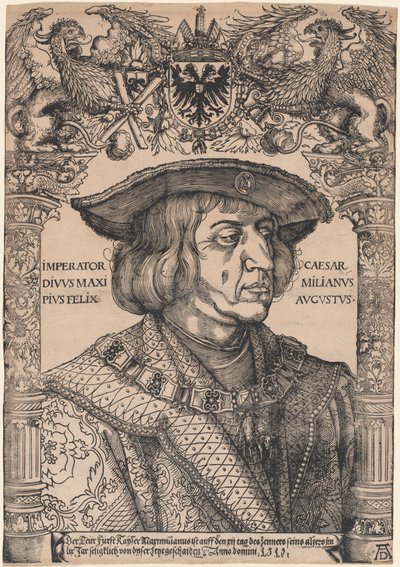 Keizer Maximiliaan I door Hans Weiditz, II, after Albrecht Dürer