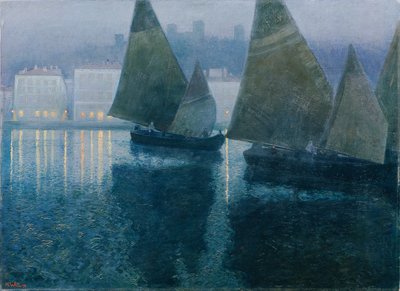 Maanlichtnacht in een Istrische haven door Hans Wilt