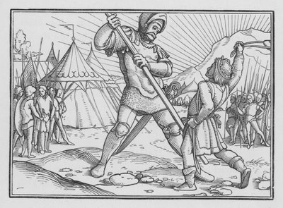 David doodt Goliath, 1 Samuel XVII, 49 door Hans after Holbein the Younger