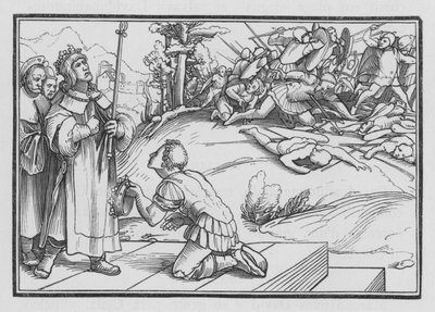 David treurt over Saul en Jonathan, 2 Samuel I, 11 door Hans after Holbein the Younger