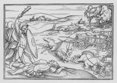 David verslaat Hadadezer en de Syriërs, 2 Samuel VIII, 3 door Hans after Holbein the Younger