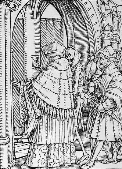 De Dood en de Kanunnik, uit De Dans van de Dood, gegraveerd door Hans Lutzelburger, c.1538 door Hans after Holbein the Younger