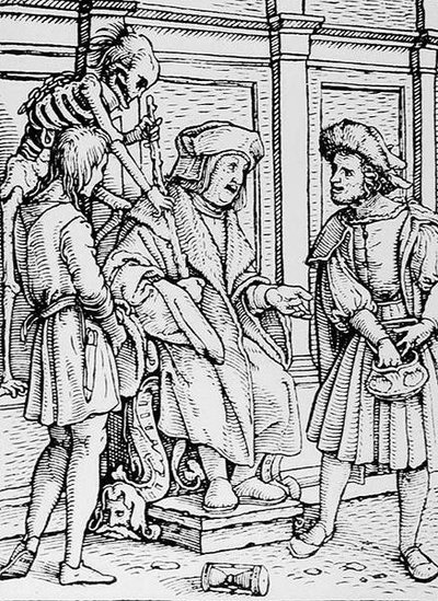 De Dood en de Rechter, uit De Dans van de Dood, gegraveerd door Hans Lutzelburger, c.1538 door Hans after Holbein the Younger
