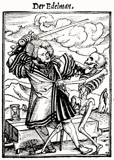 De Dood en de Edelman, uit De Dans van de Dood, gegraveerd door Hans Lutzelburger, c.1538 door Hans after Holbein the Younger