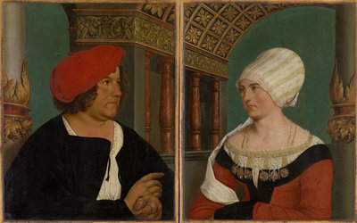 Dubbelportret van de Burgemeester van Basel Jacob Meyer zum Hasen en zijn Vrouw Dorothea Kannengiesser, 1516 door Hans after Holbein the Younger