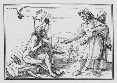 Elifaz berispt Job voor het rechtvaardigen van zichzelf, Job XV, 1, 2 door Hans after Holbein the Younger