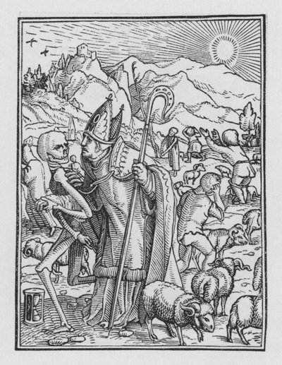 Holbeins Dodendans: De Bisschop door Hans after Holbein the Younger