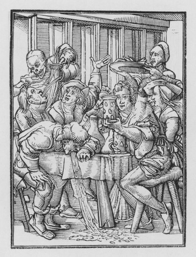 Holbeins Dodendans: De Dronkaards door Hans after Holbein the Younger