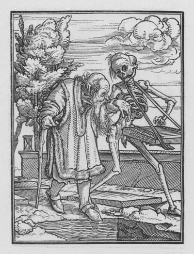 Holbeins Dodendans: De Oude Man door Hans after Holbein the Younger