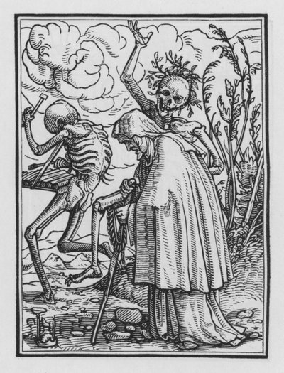 Holbeins Dodendans: De Oude Vrouw door Hans after Holbein the Younger