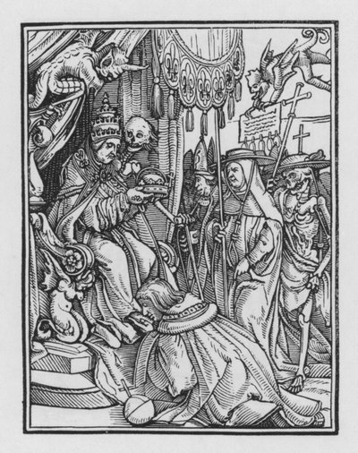 Holbeins Dodendans: De Paus door Hans after Holbein the Younger