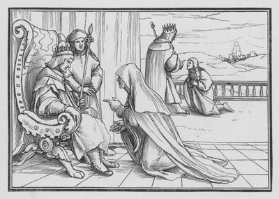 Joabs list om Absalom terug te halen, 2 Samuel XIV, 4 door Hans after Holbein the Younger
