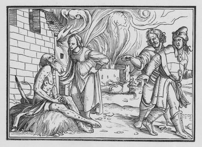 Job berispt zijn vrouw, Job II, 9 door Hans after Holbein the Younger