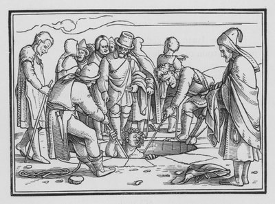 Jozef in een put geworpen, Genesis XXXVII, 28 door Hans after Holbein the Younger