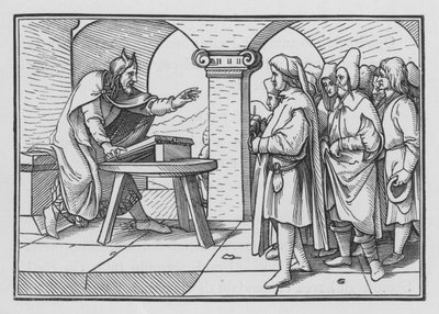 Mozes spoort aan tot gehoorzaamheid vanwege Gods daden, Deuteronomium IV, 1 door Hans after Holbein the Younger