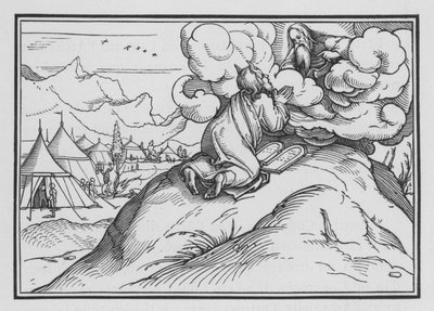 Mozes gaat opnieuw de berg op, Exodus XXXIV, 1 door Hans after Holbein the Younger