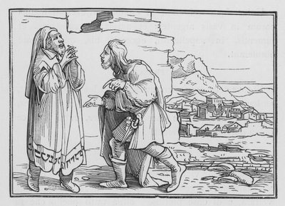 Nehemia treurt, vast en bidt, Nehemia I, 3 door Hans after Holbein the Younger