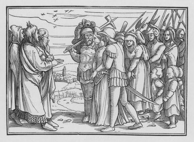 De Midianieten beroofd en Bileam gedood, Numeri XXXI, 9 door Hans after Holbein the Younger