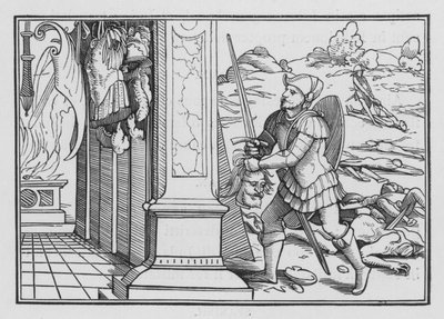 De Val en Dood van Saul door Hans after Holbein the Younger