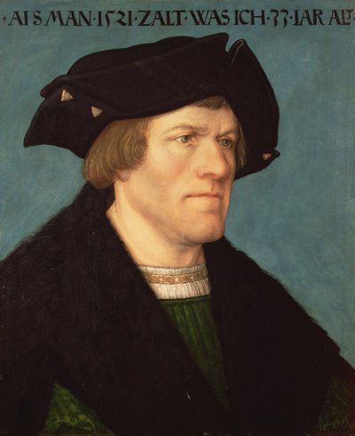 Portret van een gladgeschoren man, 1521 door Hans or Johan Maler
