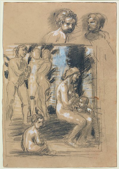 Studie voor de compositie van Lof van de Bescheidenheid door Hans von Marées