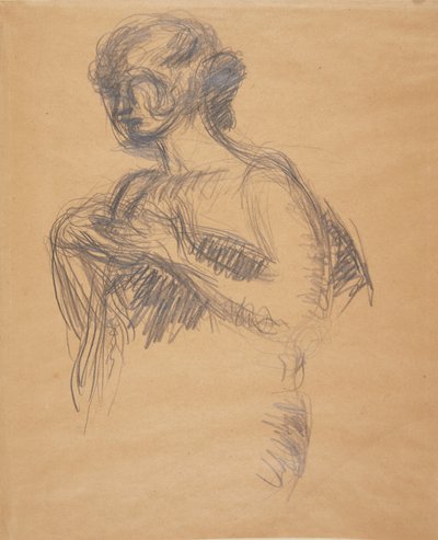 Vrouwelijke figuur (Besse, de vrouw van de kunstenaar). Halffiguur, driekwart profiel naar links door Harald Giersing