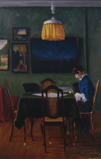 Bij lamplicht door Harald Oscar Sohlberg