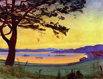 Uitzicht op Helgeroa door Harald Oscar Sohlberg