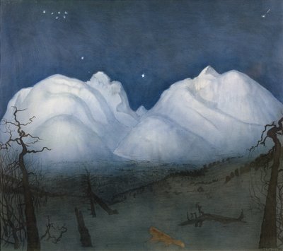 Winternacht in de bergen door Harald Oscar Sohlberg