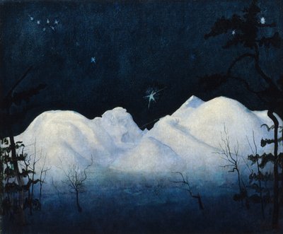 Winternachten in de bergen door Harald Oscar Sohlberg