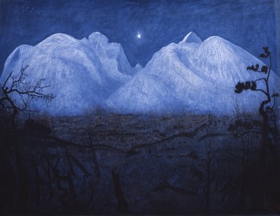 Winternachten in de bergen door Harald Oscar Sohlberg