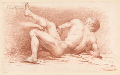 Zittend mannelijk naakt, op de rug gezien (3e prijs 1789) door Harmanus Jansz. Vinkeles